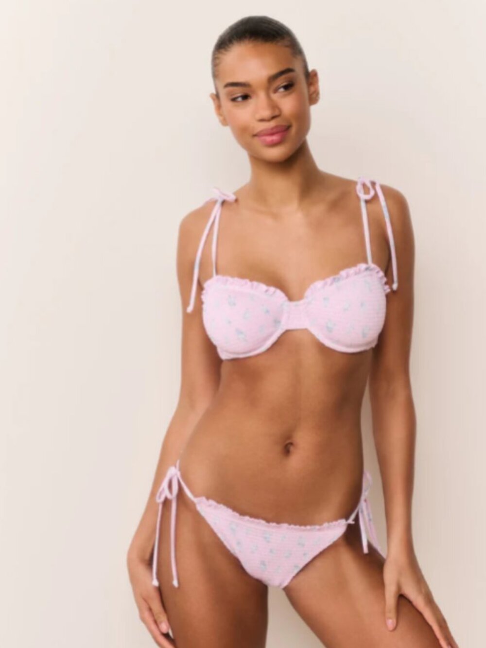 NWT LoveShackFancy Quinley Smocked Floral Bikini Set